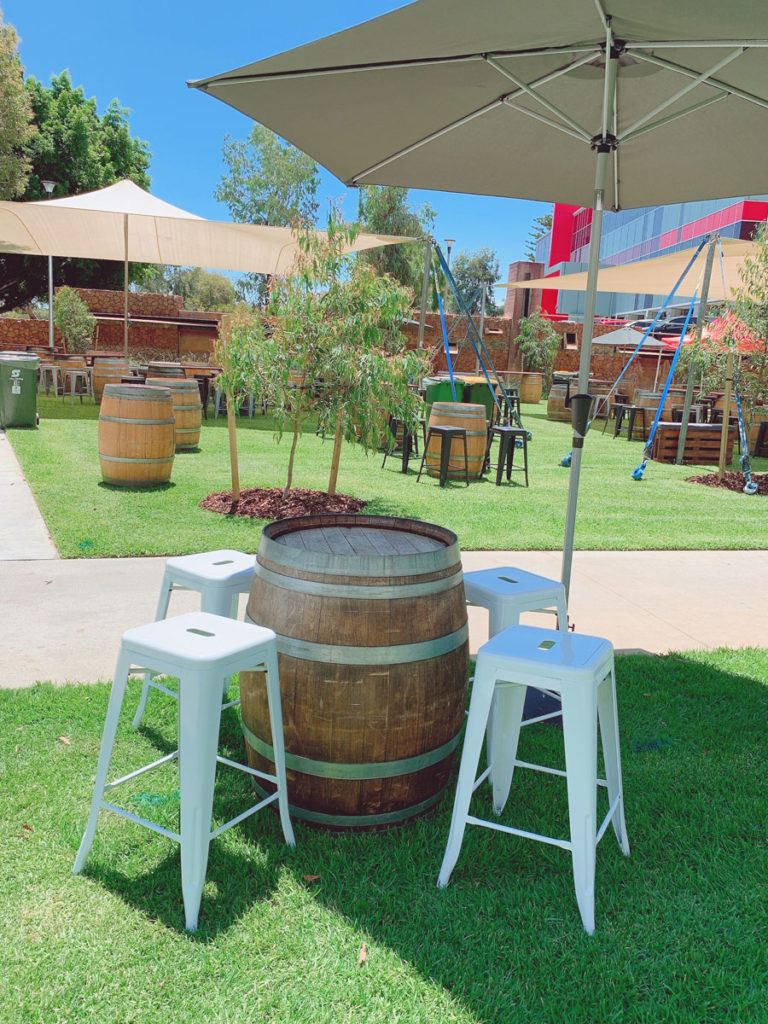 Bar stool white Lukes Barrel Hire Perth