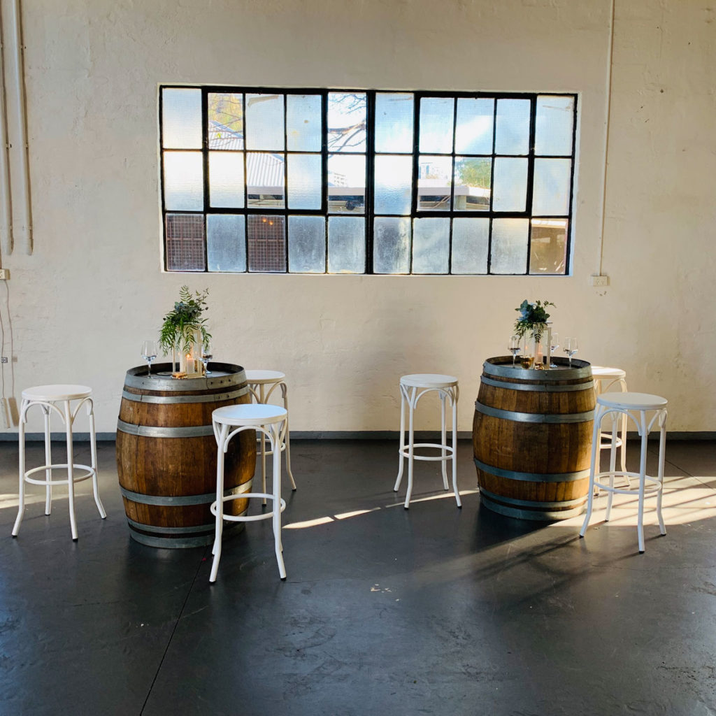 Bar stool Brentwood White Lukes Barrel Hire Perth