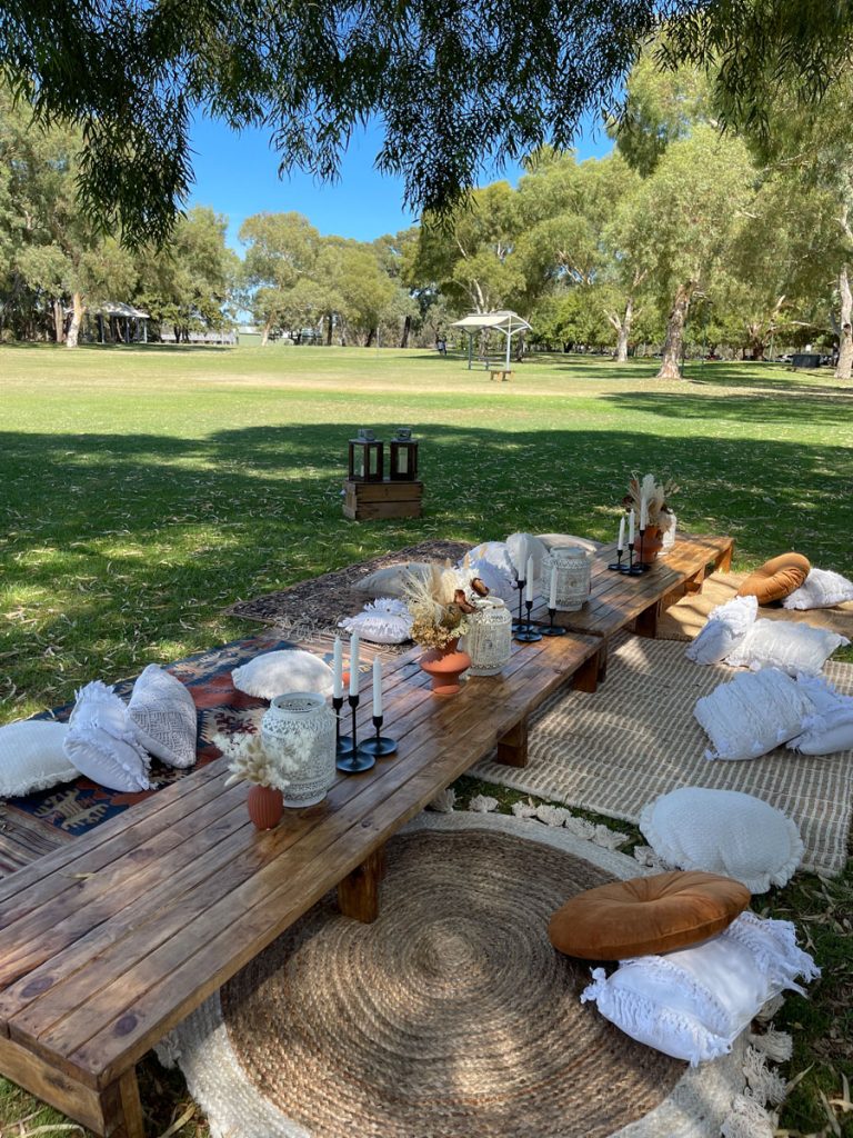 Boho picnic package Lukes Barrel Hire Perth