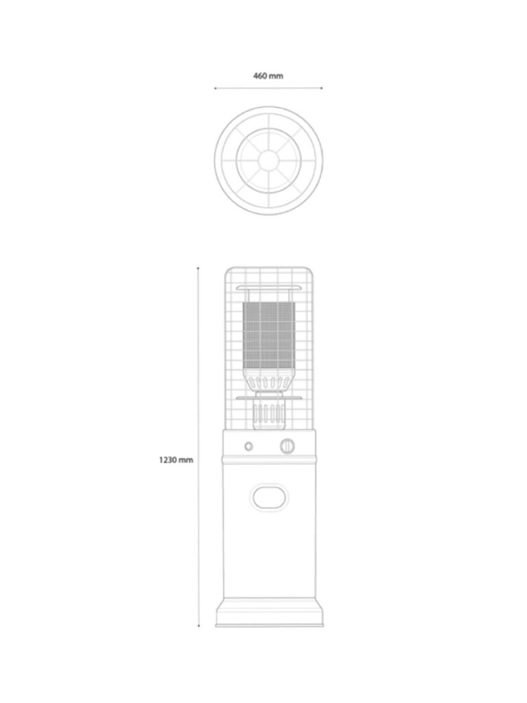 Outdoor gas heater stainless steel Lukes Barrel Hire Perth