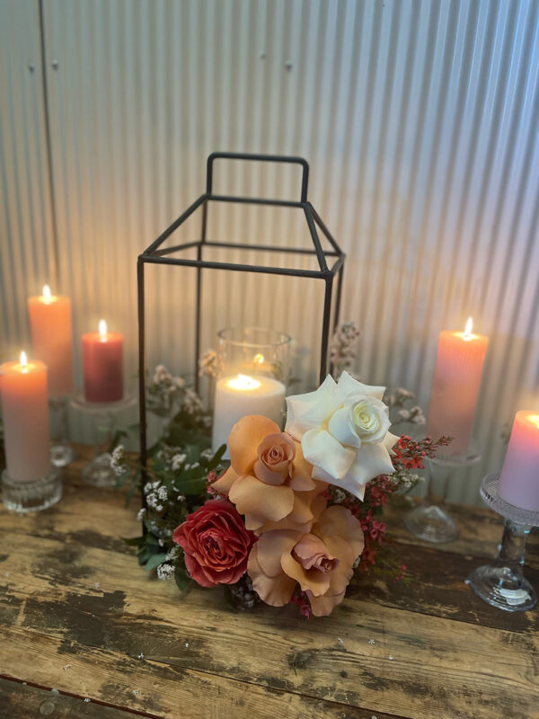 Black metal lantern with glass cylinder - Image 3