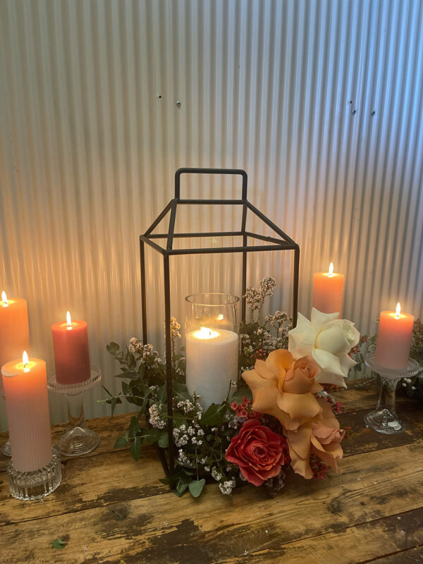 Black metal lantern with glass cylinder - Image 2